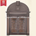 Arched Top Design Puerta de la puerta principal de doble hoja, puerta de bronce comercial o residencial